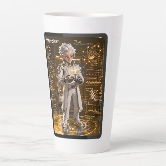 Ytterbium (Yb) – ATOMIVRA™ Collectie Latte Mok (Voorkant)