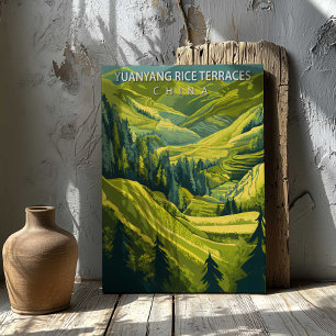 Yuanyang Rijstterrassen China Reisposter Canvas Afdruk