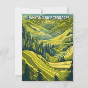 Yuanyang Rijstterrassen China Vintage Reis Briefkaart