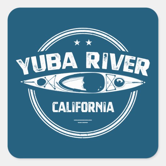 Yuba River California Kayaking Vierkante Sticker (Voorkant)