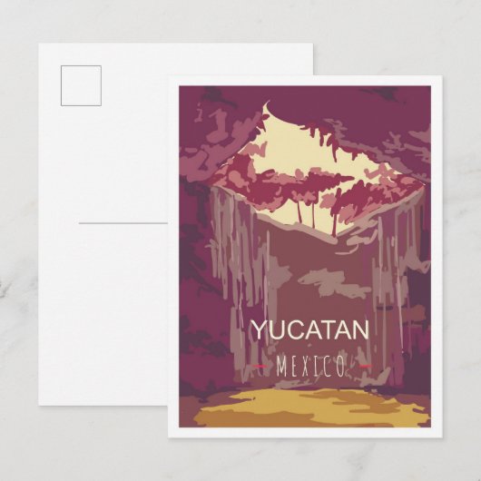 Yucatan Mexico Art Vintage Travel Illustratie Briefkaart (Voorkant / Achterkant)