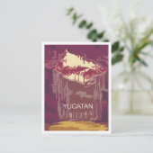 Yucatan Mexico Art Vintage Travel Illustratie Briefkaart (Staand voorkant)