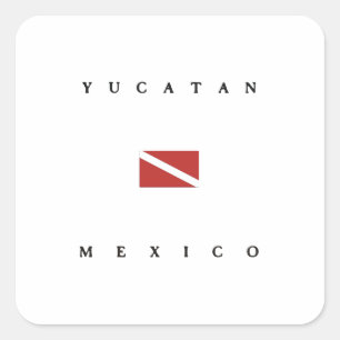 Yucatan Mexico Scuba Dive Flag Vierkante Sticker