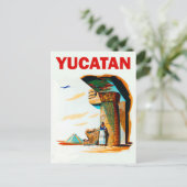 Yucatan, piramide en oud gebouw, briefkaart (Staand voorkant)