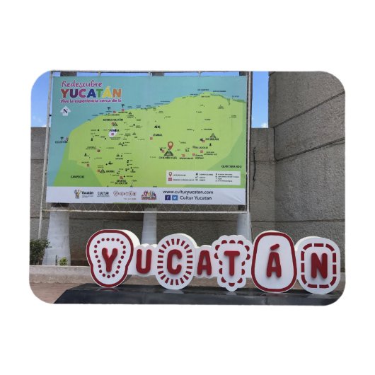 Yucatan Sign and Map, Mexico Photo Magnet Magneet (Horizontaal)