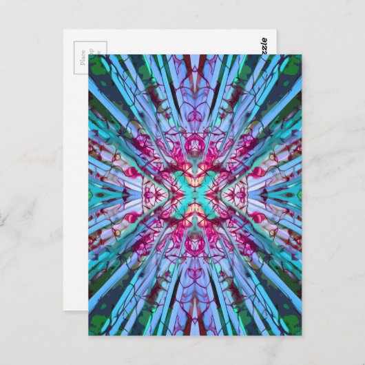 Yucca Op Art in Turquoise Briefkaart (Voorkant / Achterkant)