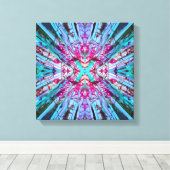 Yucca Op Art in Turquoise Canvas Afdruk (Insitu (Houten vloer))