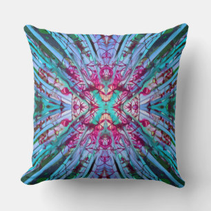 Yucca Op Art in Turquoise Kussen
