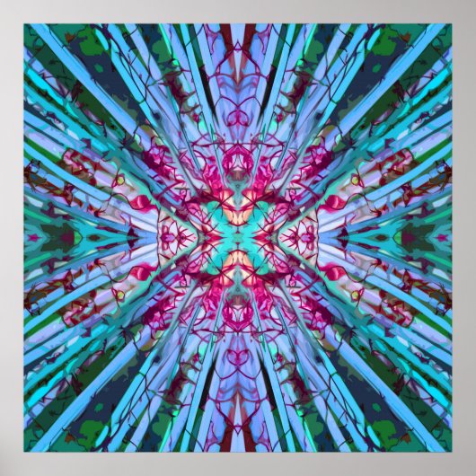 Yucca Op Art in Turquoise Poster (Voorkant)