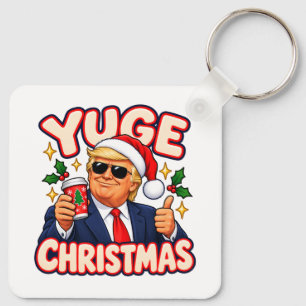 YUGE Kerst Santa Zonnebril Tweezijdig Aluminium Sleutelhanger