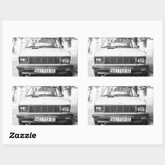 Yugo, oude joegoslavische auto rechthoekige sticker (Vel)