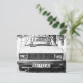 Yugo, oude joegoslavische autobagage feestdagenkaart (Staand voorkant)