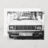 Yugo, oude joegoslavische autobagage feestdagenkaart (Voorkant / Achterkant)