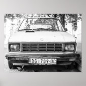 Yugo, oude joegoslavische autobagage poster (Voorkant)