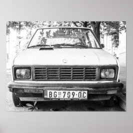 Yugo, oude joegoslavische autobagage poster
