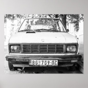 Yugo, oude joegoslavische autobagage poster