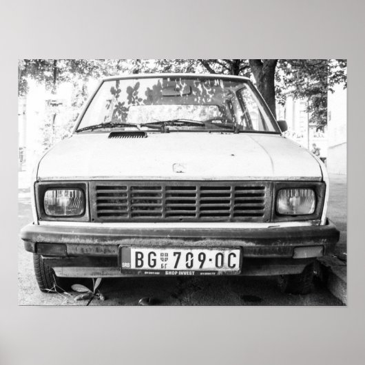 Yugo, oude joegoslavische autobagage poster (Voorkant)