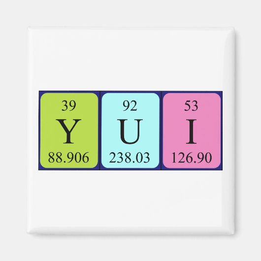 Yui periodieke table name magnet (Voorkant)