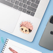 Yuji geïnspireerde chibi sticker (Laptop met iPhone)