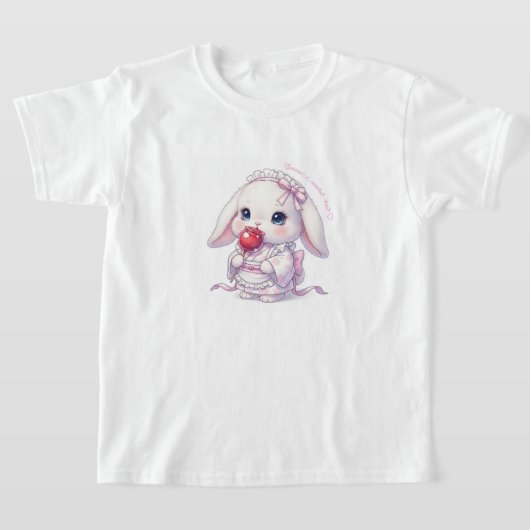 Yukata Bunny with Apple Candy - Pink Pastel Ribbon T-shirt (Laagn)