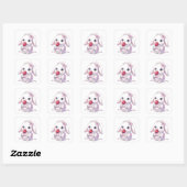 Yukata Bunny with Apple Candy - Pink Pastel Ribbon Vierkante Sticker (Vel)