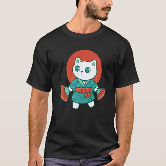 Yukata Japanse kat T-shirt (Voorkant)