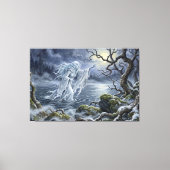 Yuki-onna dwaalt over het bevroren meer canvas afdruk (Voorkant)