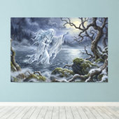 Yuki-onna dwaalt over het bevroren meer canvas afdruk (Insitu (Houten vloer))