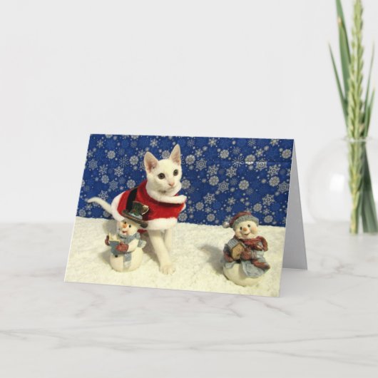 Yuki's Kerstmis - Cat Holiday Greeting Kaart (Voorkant)