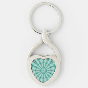 Yukka groen en hint van roze caleidoscoop sleutelhanger