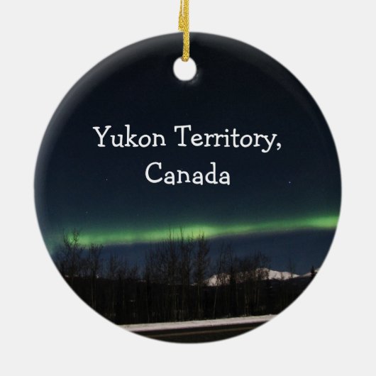 Yukon Aurora Borealis; Yukon Territory Souvenir Keramisch Ornament (Achterkant)