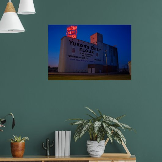 Yukon' Best Flour Mill Neon Sign At Dusk Poster (Woonkamer 1)