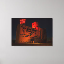 Yukon' Best Flour Neon Night Artistieke Weergave  Canvas Afdruk