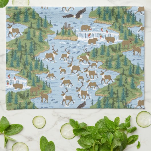 Yukon River Wildlife Kitchen Towels Theedoek (Gevouwen)
