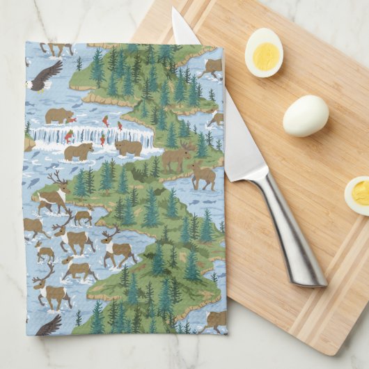 Yukon River Wildlife Kitchen Towels Theedoek (Quarter Fold)