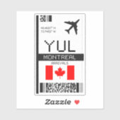 YUL Montreal Boarding Pass - Canada Reizen Sticker (Vel)