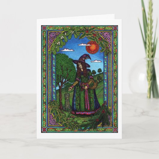 Yule, altijdgroene twee feestdagen kaart (Voorkant)