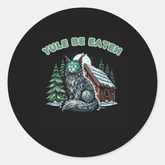 Yule Be Eaten Yule Christmas Cat Jolakotturinn Ice Ronde Sticker (Voorkant)