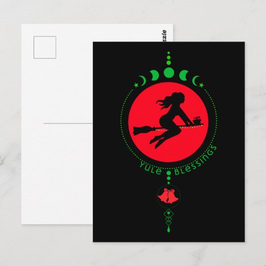 Yule Blessing, heksenmaan Briefkaart (Voorkant / Achterkant)