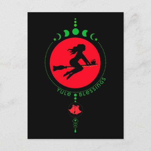 Yule Blessing, heksenmaan Briefkaart (Voorkant)