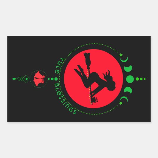 Yule Blessing, heksenmaan Rechthoekige Sticker (Voorkant)