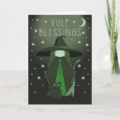 Yule Blessings Cheeky Witch Feestdagen Kaart (Voorkant)