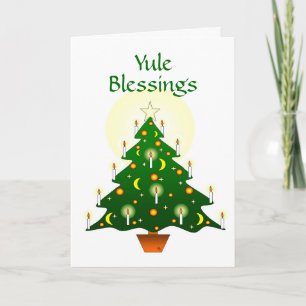 Yule Blessings met Yule Tree Pagan Wiccan Kaart