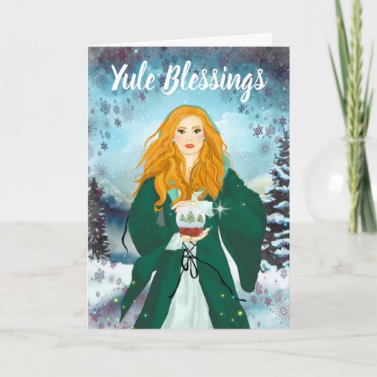 Yule Blessings Winter Solstice Snow Magick Witch Kaart (Voorkant)