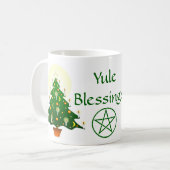 Yule Blessings Yule Tree Pagan Wiccan Cup/Mok Koffiemok (Voorkant links)