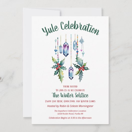 Yule Boho Kristallen Winter Bloemen Zonnewende Kaart (Voorkant)