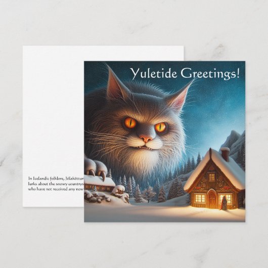 Yule Cat Flat Christmas Kaart (Voorkant / Achterkant)