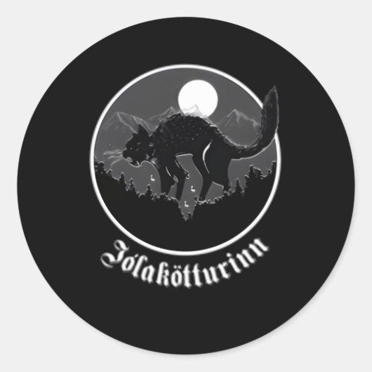 Yule Cat Jolakotturin IJslands Folklore Ronde Sticker (Voorkant)