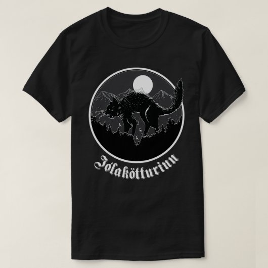 Yule Cat Jolakotturin IJslands Folklore T-shirt (Design voorkant)