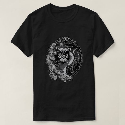 Yule Cat Jolakotturin IJslandse kerstkat T-shirt (Design voorkant)